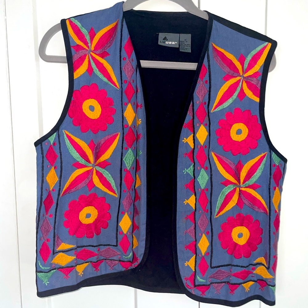 Vintage embroidered granny vest